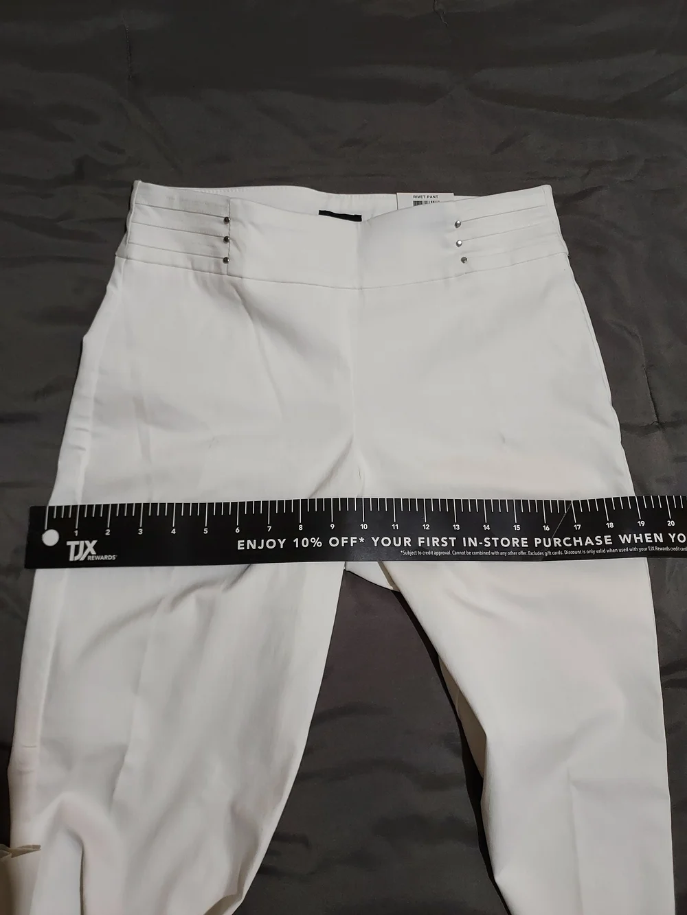 JM Collection White Rivet Size S Short Slim-Leg Pull-On Pants - Picture 5 of 8